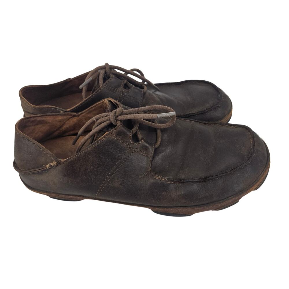 Olukai Ohana Lace Up Nubuck Brown Leather Loafer Shoes brown Men's 10 M EU 43